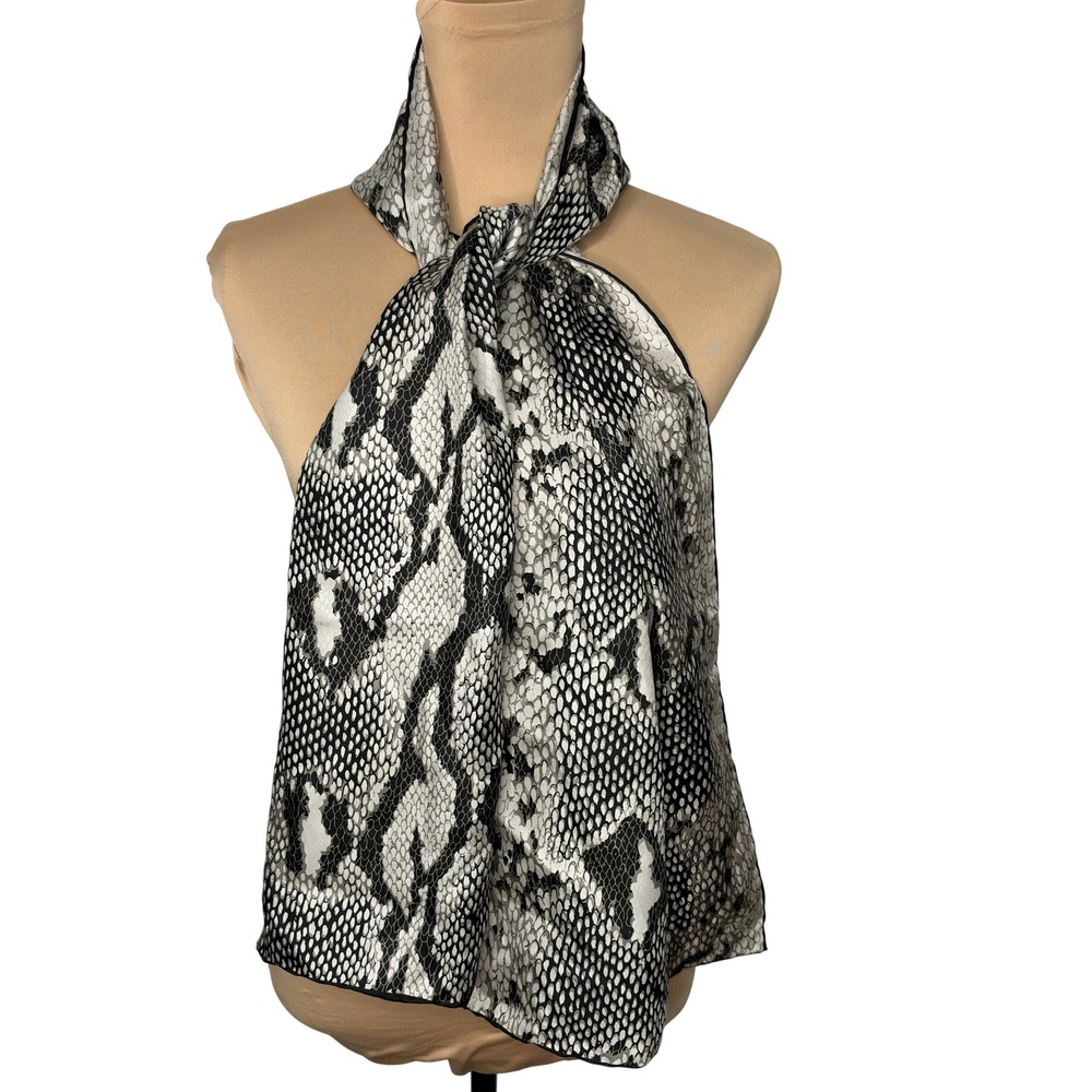 Echo Scarf OS Grey Snakeskin Print Oblong Lightweight Sheer Animal Print Wrap